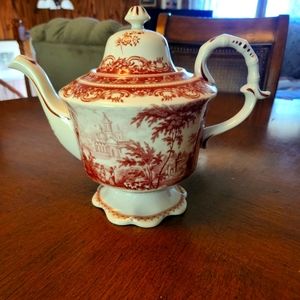 Burton & Burton Red Toile Teapot